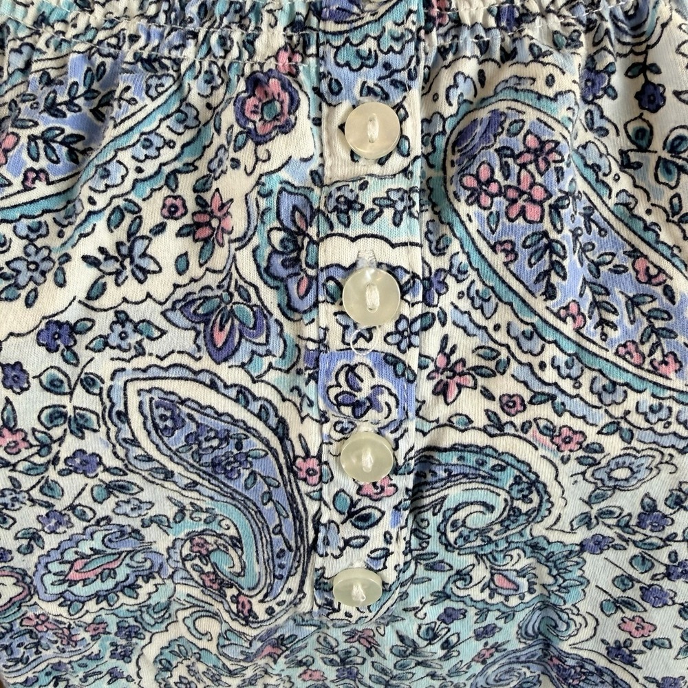 Aria Collection Blue Paisley Short Sleeve 100% Cotton House dress L - Picture 5 of 9